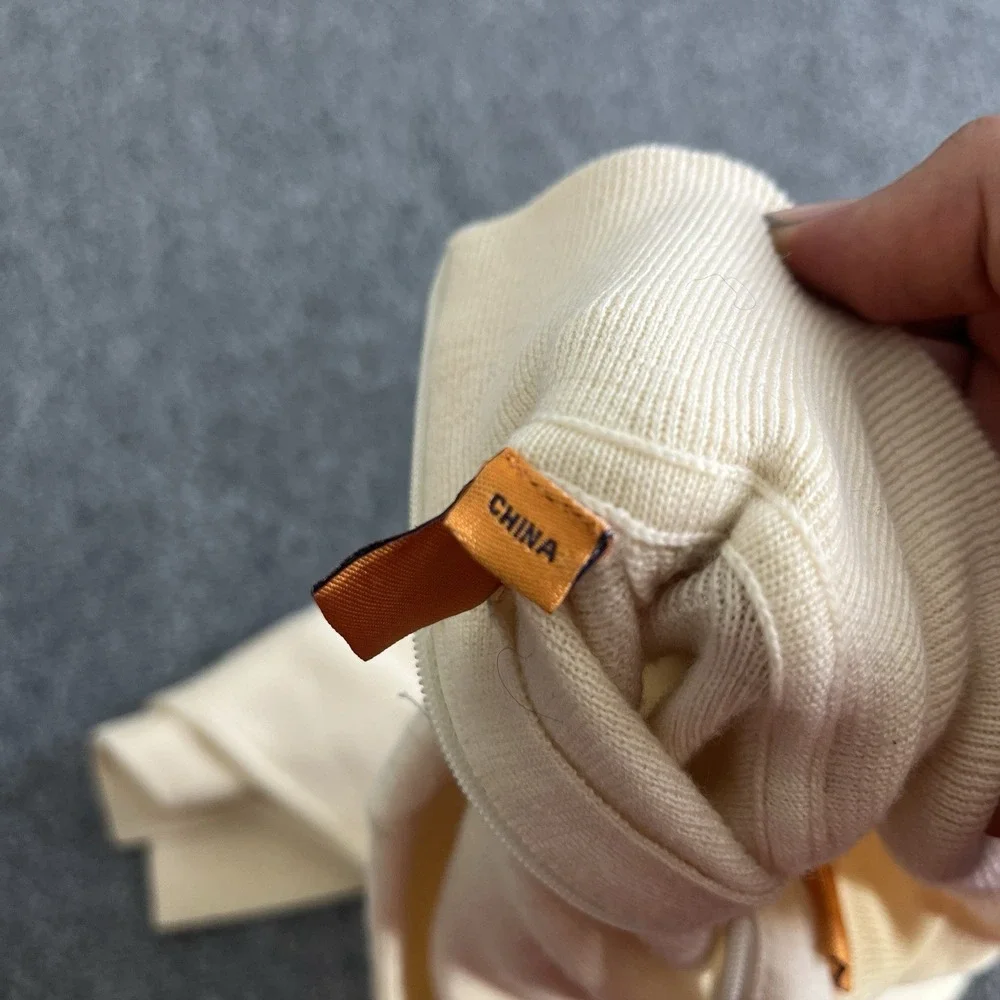 Tory Burch 100% Wool Lightweight Sweater Mock Neck Cream Long Sleeve Sz Small